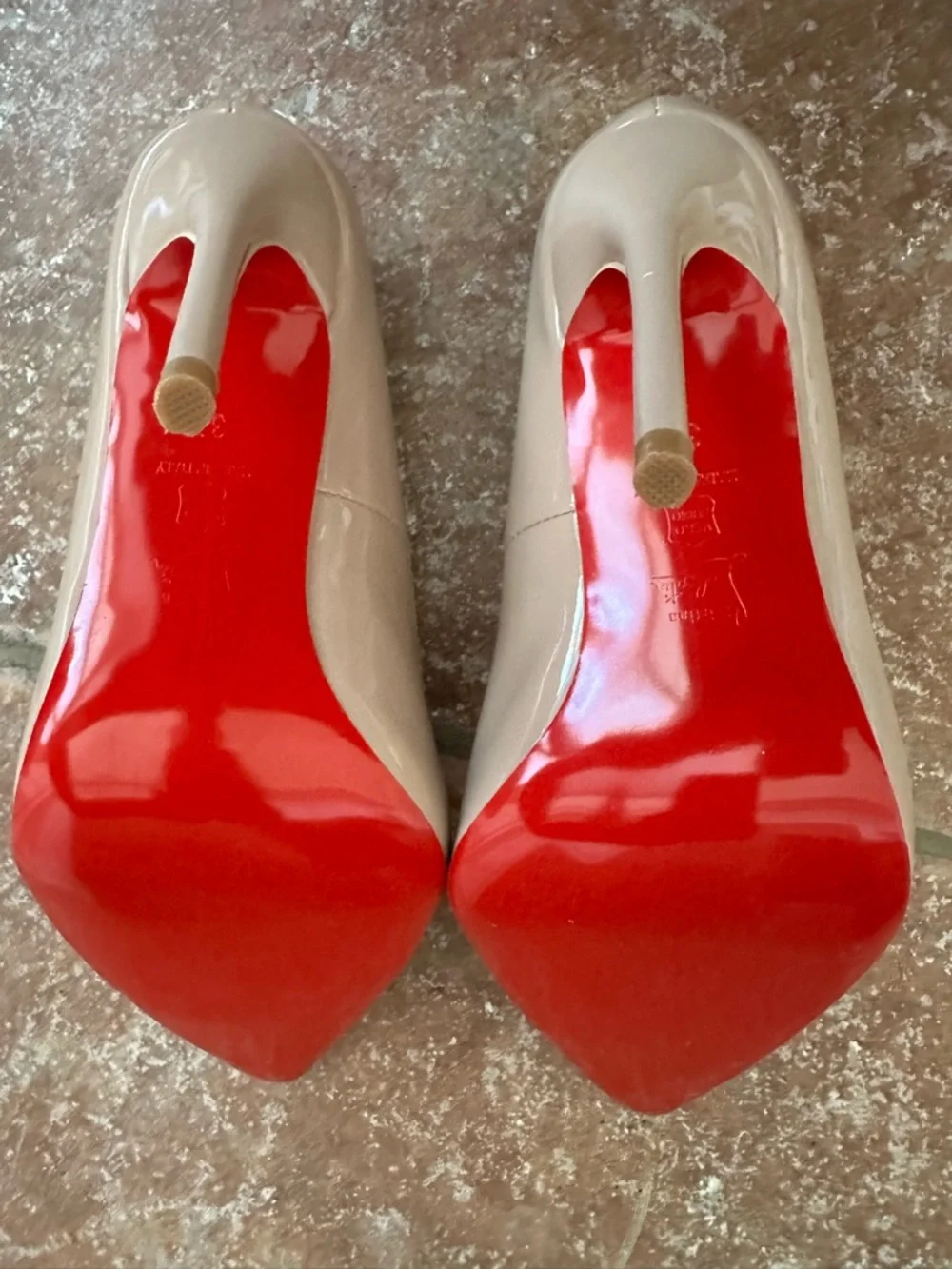 Christian Louboutin Blush Patent Leather Pointed-Toe Stilettos - Picture 4 of 6